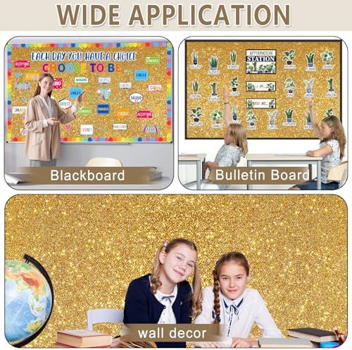 Glitter Gold Bulletin Board Roll Non-Woven Fabric Poster 15.7" x 12 Ft