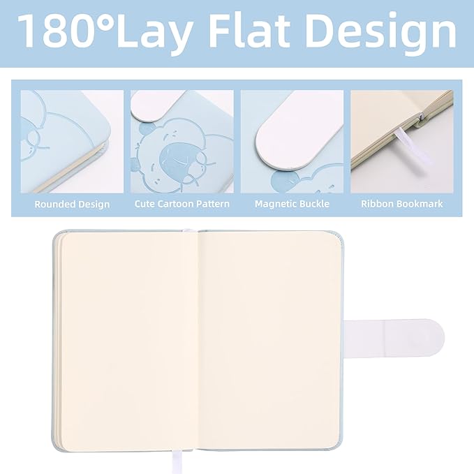BOBO RABBIT Blank Journal Small Pocket Leather Notebook No Lines for Drawing Plain Sketch Book Cute Cartoon Capybara Unlined Journal for Travel Work School, 200 Pages, 3.7"X5.9"