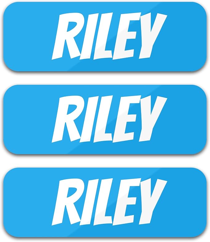 Custom Name Labels for Kids (120 Labels) Personalized Waterproof Clothing Stickers for Daycare, Camp or School - Name Stickers for Bottles, Jackets, Backpacks, Shoes and School (Skyline Blue)