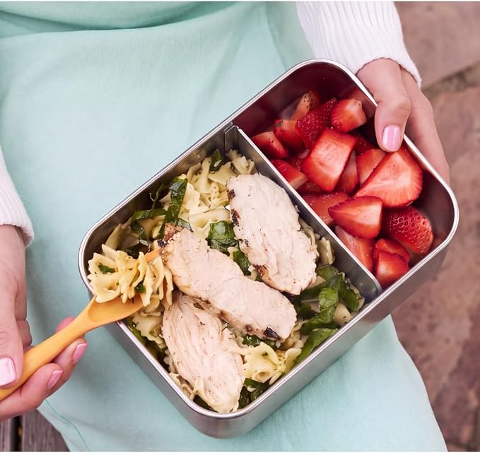 Modaniam Flexibento - Leak proof 47 OZ Stainless Steel Lunch Box Containers with Silicone Lids, Bento Box,Metal lunch Box, Pink-47 OZ-Set Of 2