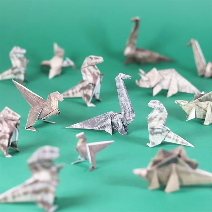 50 Sheets DIY Paper Cats, Origami Paper Kit to Fold Cute Cat Figures, Desk Origami Cats Decoration, Craft Activity for Adults Kids, Creative Gift for Kids Adults Cat Lovers (Dinosaur, 50pcs)
