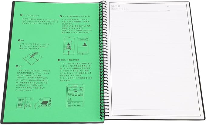 LICAEVEY Reusable Whiteboard Notebook, 180x255mm, 30 Sheets Smart Notepad, Black, Lined and Dotted Notes Pages, App Connected, Erasable