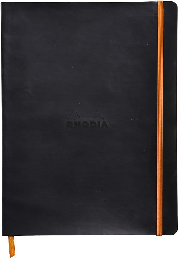 Rhodia Rhodiarama SoftCover Notebook - 80 Dots Sheets - 9 3/4 x 7 1/2 - Black Cover