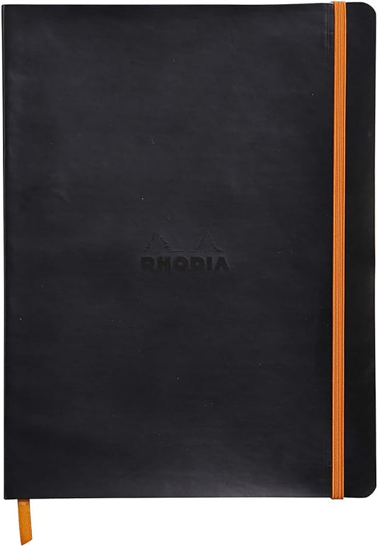 Rhodia Rhodiarama SoftCover Notebook - 80 Dots Sheets - 9 3/4 x 7 1/2 - Black Cover