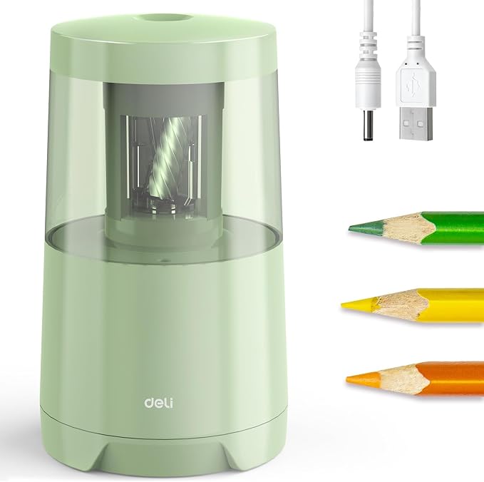 Deli Electric Pencil Sharpener, Automatic Pencil Sharpeners, Green