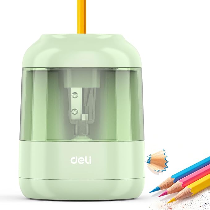 deli Electric Pencil Sharpener, Battery Operated, 6.5–8mm for Classroom