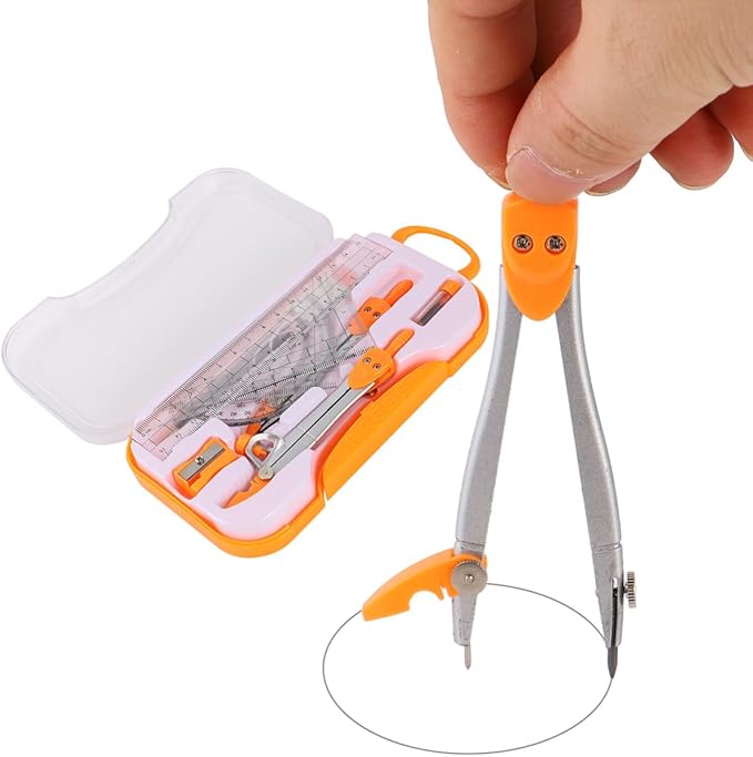1sets Compasses and Geometry Ruler for Students Math Tool Technical Drawing Lightweight Precise and Easy to Use for School and College Use