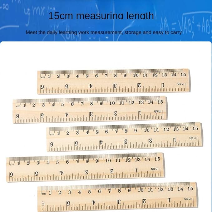 12 Pack Wooden Ruler 6 Inch Rulers Bulk Wood Measuring Ruler for Students Office School Supplies 2 Scale (15 cm)