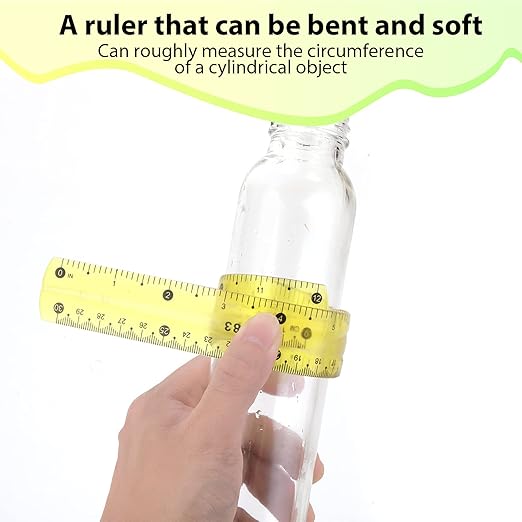 Flexible 2-Piece Ruler, 30cm/12inch Plastic Shatterproof Straight Edge Soft Bendable Clear Ruler for Kids & Adults (Orange+Green)