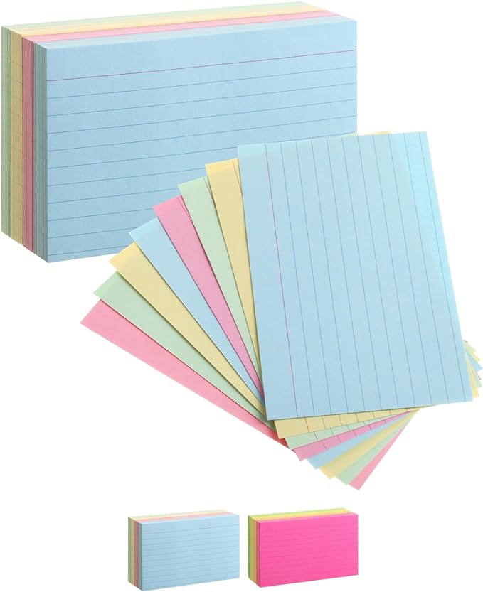 Mr. Pen- Pastel 3" x 5", 180 Lined Index Cards, Note Cards, Flash Cards, Study Cards, Notecards for Studying, Ruled Flashcards for Studying
