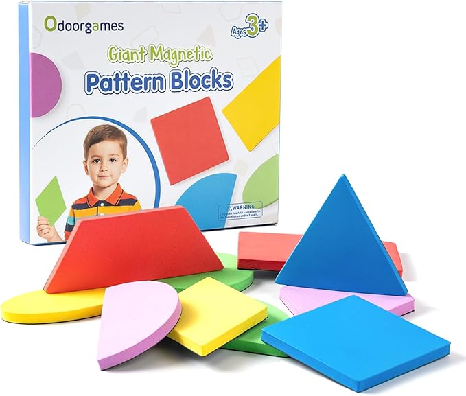Large Shape Magnets - Giant Magnetic Pattern Blocks - Geometric Shapes for Whiteboard & Math Manipulatives