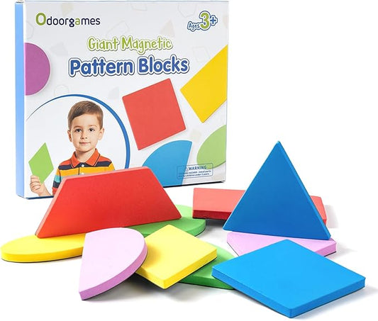 Large Shape Magnets - Giant Magnetic Pattern Blocks - Geometric Shapes for Whiteboard & Math Manipulatives