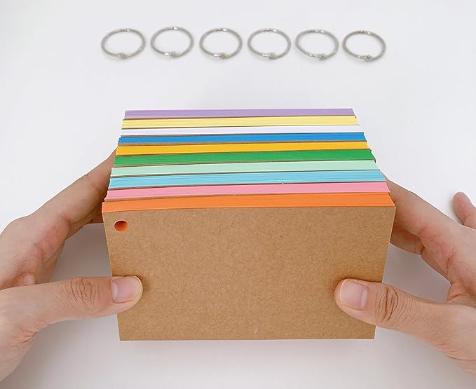 Colored Index Cards 3x5 Inches Flash Cards with Ring Lined Ruled Study Card for Learning, Studying Memory Office College Recipe Game Cards (10 color-1000pcs)