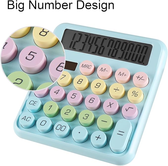 Large Computer Electronic Calculator Counter Solar & Battery Power 12 Digit Display Multi-Functional Big Button for Business Office School Calculating (HY-2208)