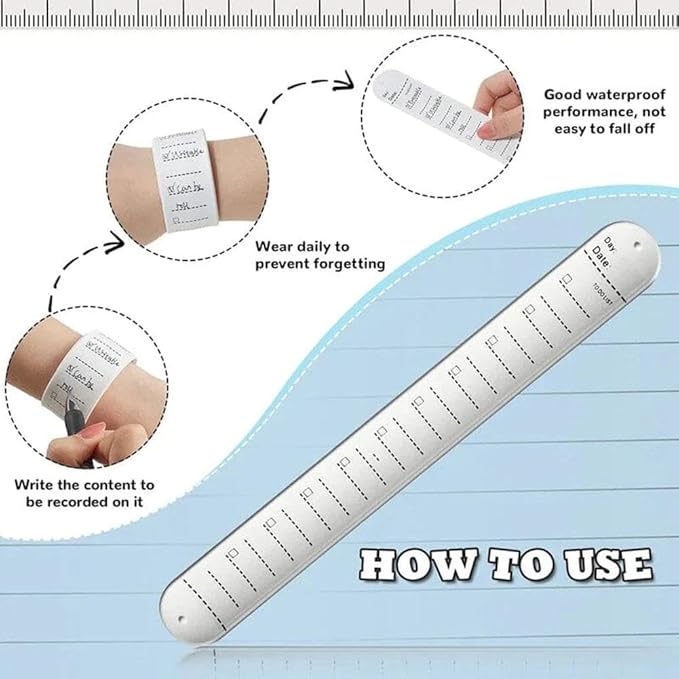 1pc Wearable Nurse Notepad Wristbands,Silicone Reminder Bracelet Write On Memo,Writable Dry Erase Slap Sticky Notes Ruler,Gifts for Nurse Teacher Planners,Notebooks and Writing Pads (Blue)