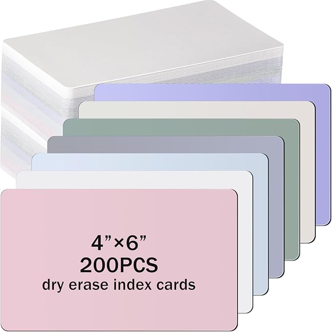 Harloon 100 Pcs Dry Erase Index Cards 3 x 5 Inch Laminated Reusable Dry Erase Note Cards Sheets for Office Home Housework to Do List(Morandi)