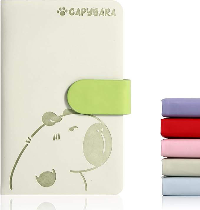 BOBO RABBIT Blank Journal Small Pocket Leather Notebook No Lines for Drawing Plain Sketch Book Cute Cartoon Capybara Unlined Journal for Travel Work School, 200 Pages, 3.7"X5.9"