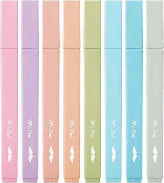 Mr. Pen- Aesthetic Highlighters No Bleed, 8 Pack, Pastel & Vintage Colors, Chisel Tip, Cute Highlighters Assorted Colors for Journaling, Highlighting, Underlining, Fast Dry, Back to School Supplies