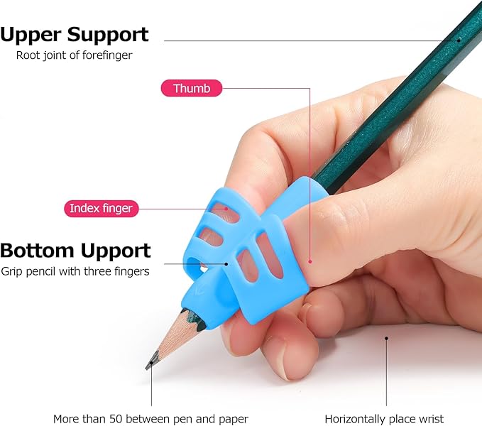 Pencil Grips for Kids Handwriting, Writing Aid for Preschoolers & Toddlers, Train Pen Holding Posture and Correct Handwriting Grip, 2 Fingers - 8 PCS