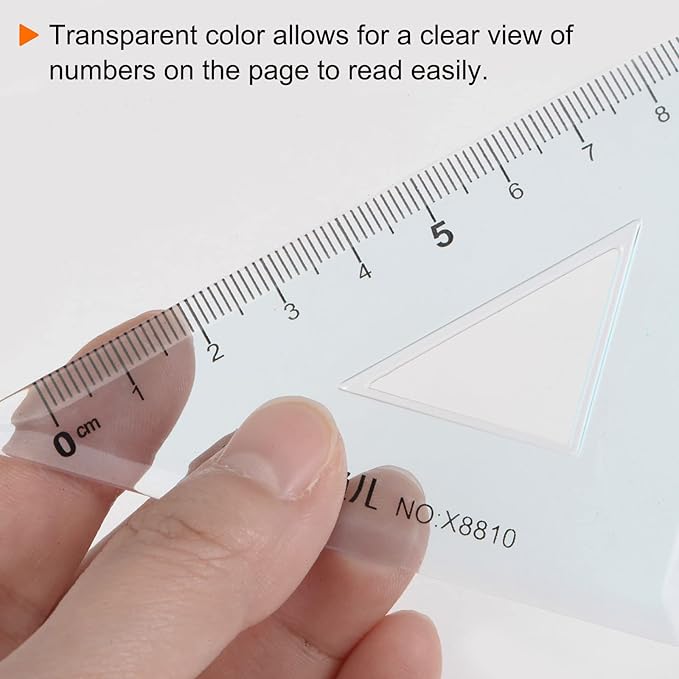 HARFINGTON 4piece Triangle Ruler Square Set 10cm 30/60 and 45/90 Degrees Measuring Tools for Classrooms Home Office, Blue