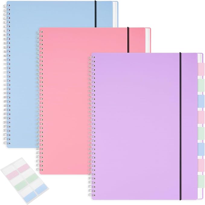 3 Pack Spiral Notebooks, Large Notebook College Ruled 8.5" x 11" 100GSM 7mm College Ruled, 80 Sheets/160 Pages, College Ruled Notebook for School, Office, Sketch