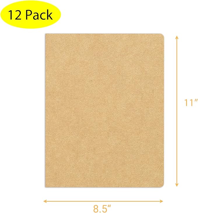zmybcpack 12 Pack 8.5x11 inch Large Blank Notebook Journals Bulk, 60 Pages, Sketchbook Composition Notebook Journals Subject Notebooks Planner for College Students Office