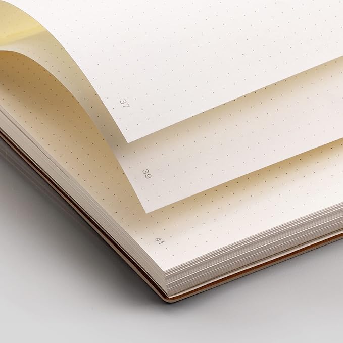 EMSHOI Dotted Journal Notebook, B5 Large Softcover Leather Journal, 192 Numbered Pages 100gsm Thick Dot Grid Notebook for Journaling Drawing Women Men Work School, 7.48"x10.15"-Khaki