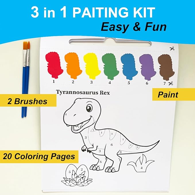 ALNETI Paint with Water Coloring Books for Toddlers - Watercolor Painting Activities for Kids Ages 3-5 5-7 - Dinosaur Arts and Crafts Activity Kit - Dino Gifts for Boys 3 5 4 Year Old - Kid Art Craft