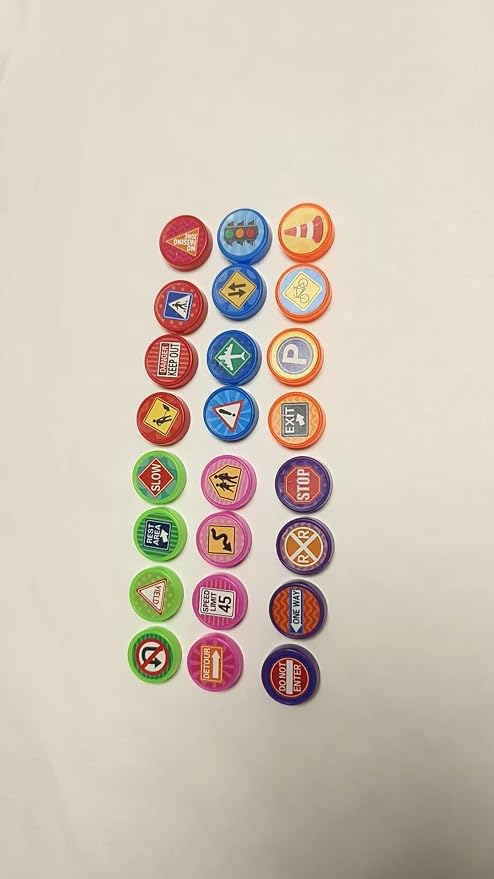 Cinrobiye 24 Pcs Traffic Sign Stampers Party Favor Set, Cute Road Safety Stamps for Kids Birthday Party, Classroom Rewards, Learning Activities, Goody Bag Fillers, Educational Party Supplies