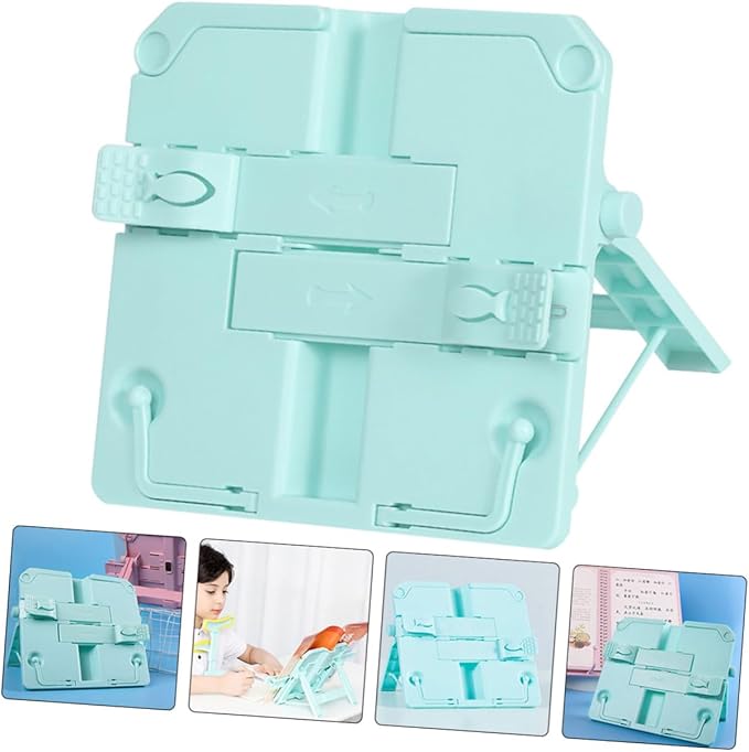 Gatuida Student Reading Holder Blue Desktop Book Stand Clamp for Portable Multifunctional Reading Rack for Books Textbooks Tablets Videos Safe Smooth Edges Design