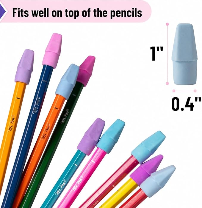 Mr. Pen- Pencil Erasers Toppers, 500 Pack, Colorful | Latex Free, No Smudge, Mr Pen Erasers for Pencils