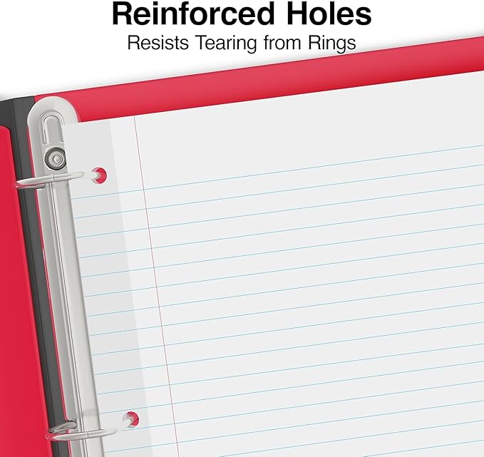STAPLES Reinforced Filler Paper, 8” x 10.5”, Wide Ruled, 100 Sheets