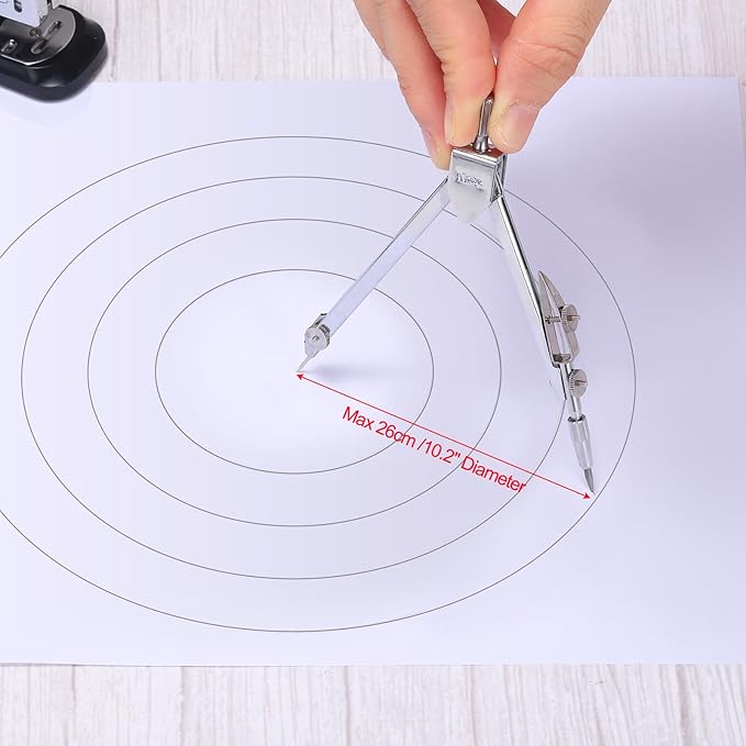 M&G Compass for Geometry, Metal Compass with Extra Leads Geometry Math Drafting Drawing Measuring Tools for Classroom Office Supplies, Silver Tone