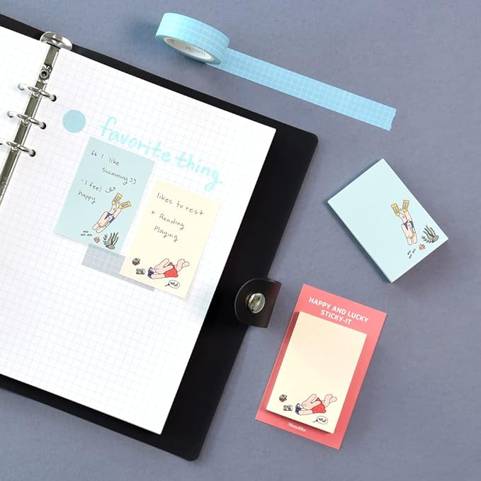 Monolike Happy and Lucky Sticky-it - 6p Set Self-Adhesive Memo Pad 50 Sheets