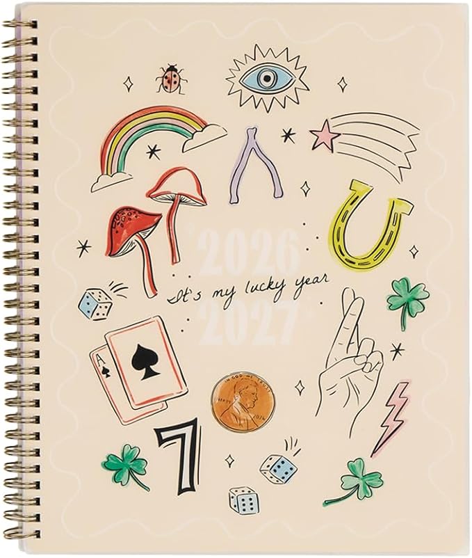 Organized by Happy Planner Twin-Loop Dated 12-Month July 2026–June 2027 Academic Planner, Big Size, 8.5" x 11", Academic Layout, Lucky Day