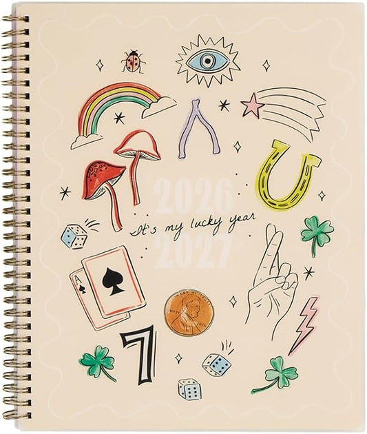 Organized by Happy Planner Twin-Loop Dated 12-Month July 2026–June 2027 Academic Planner, Big Size, 8.5" x 11", Academic Layout, Lucky Day