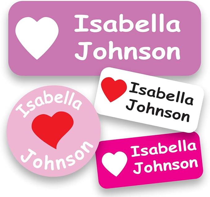 120-ct Personalized Waterproof Name Labels – 3-Line Custom Stick-On Tags for Daycare & Camp – Dishwasher-Safe, Cute Pastel Designs, Pre-Cut
