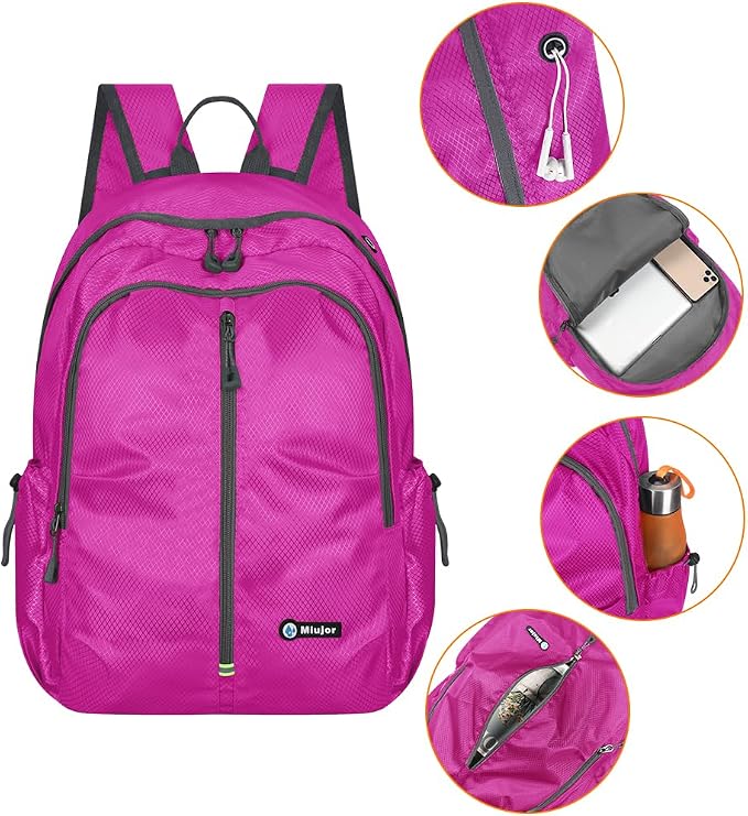 Lightweight Packable Foldable Backpack,Hiking backpack,Travel Backpack (Rose Red)