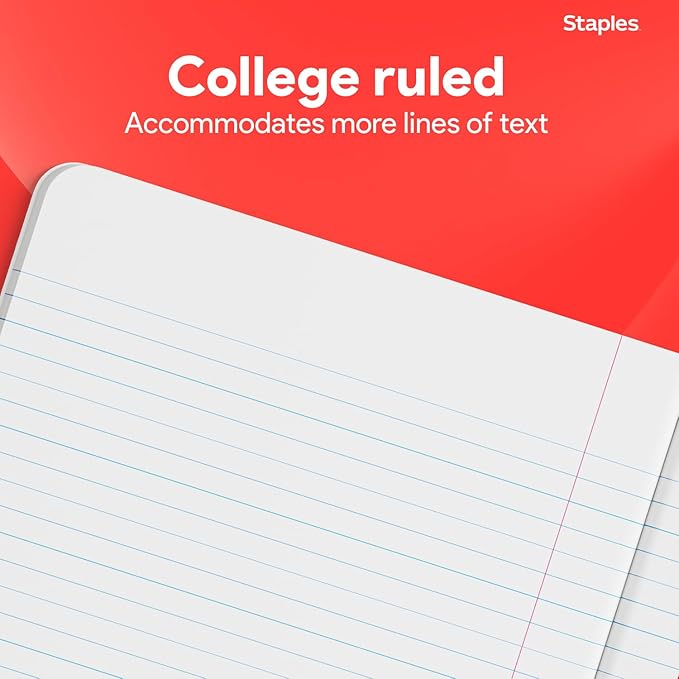 STAPLES Composition Notebook, College Ruled, 100 Sheets, Assorted Colors, 4‑Pack