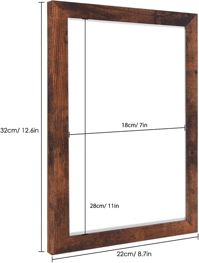TORASO Dry Erase White Board, Magnetic Whiteboard for Wall, Office/School/Home,8.7"x 12.6",Hanging Board for Decoration/Planning/Kitchen Grocery List/Drawing/Memo, Walnut Wood Frame, (BB-BN-2232)