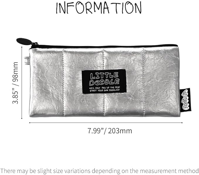Monolike_Fabric/Cushion Pencil case (Little Doodle Cushion Pencil Case, Silver)