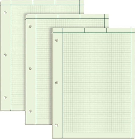 Tops Engineering Notebooks,Graph Notebooks,Quad Ruled Pad,8-1/2" x 11",Glue, 5 x 5 Graph Rule on Back,Green Tint Paper,3-Hole Punched,100 Sheets per Pad (35507A),(Pack of 36)