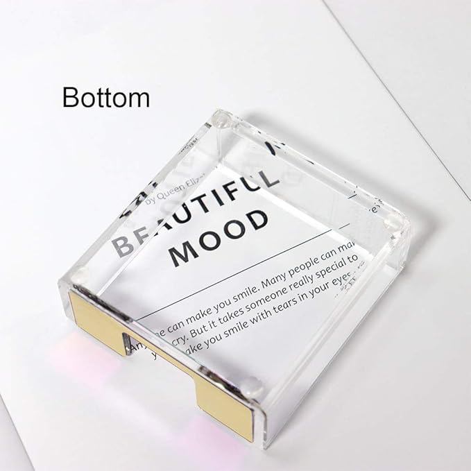 Buqoo Acrylic Sticky Notes Pad Holder Desk Organizer 3.5x3.3 Inch Memo Holder for Office Supplies(Gold) Clear Office Desk Accessories for Schools Office Home Classroom Desk Supplies