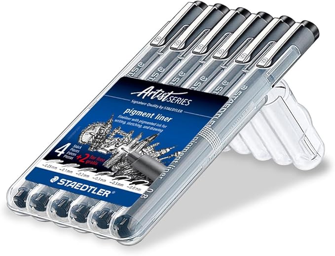 STAEDTLER Pigment Liner Bonus Sketch Set of 6 Liners for the Regular Price of 4(2 free), 308 SB6P