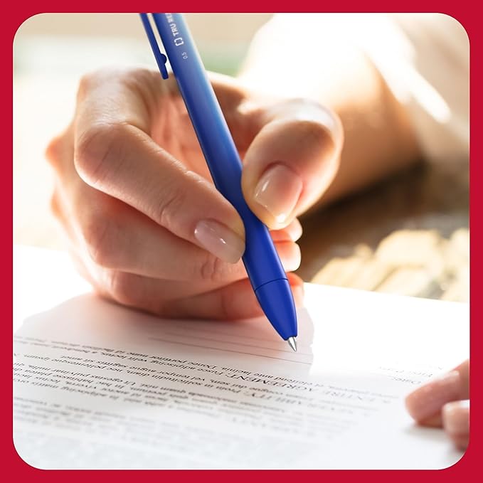TRU RED Retractable Gel Pens, Fine Point 0.5mm, Blue Ink, 12 Pack – Quick‑Dry Pens for Precise, Smear‑Free Writing