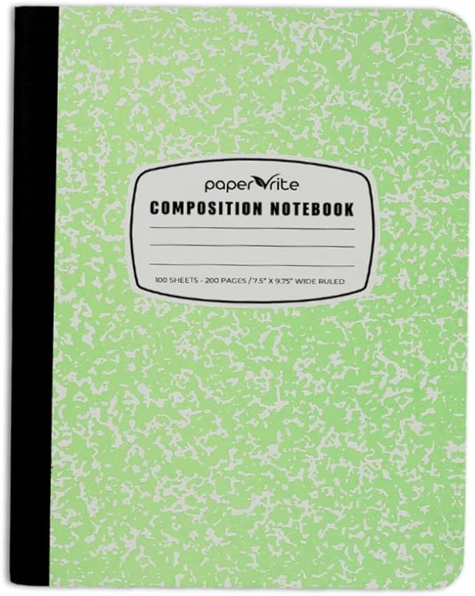 Assorted Marble Composition Notebook Wide Ruled (9.75x7.5 in), 100 Sheets | 200 Pages | For School, Office, Students, Teachers (3, Black-Blue-Green)