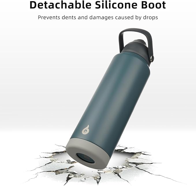 BJPKPK 40oz Insulated Water Bottle, Stainless Steel Bottle with Straw Lid | Soft Silicone Nozzle, Keep Cold & Hot, Leak-Proof BPA-Free Metal Bottle with Flex Handle for Travel, Gym & Everyday Hydration