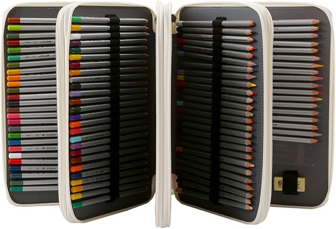 Portable Colored 200 Slots Pencil case Organizer with Printing Pattern for Watercolor Pens or Markers, Pencil Case Organizer for Artist