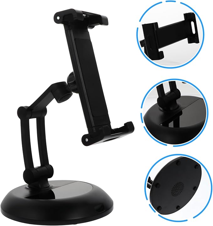 ARTIBETTER Desktop Phone Holder Stand for Tablets and Phones Stable Multi Angle Support Rack for Video Chat Study and Indoor Viewing Portable Black Bracket for Flat Surfaces
