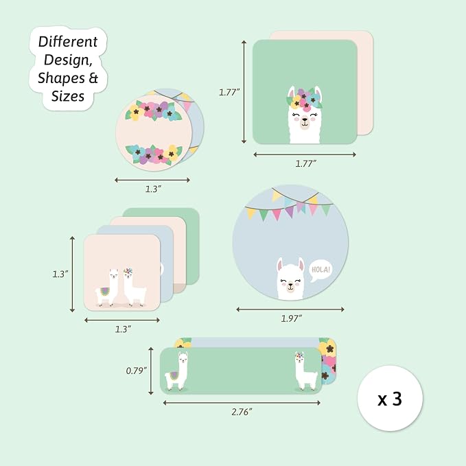 Camp Name Labels for Kids (33) – Custom Waterproof Stickers for Water Bottles, Lunch Boxes, Daycare & School with Unique Designs - Llama